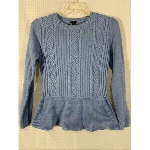Talbots Cable Knit Peplum Sweater Cashmere Blend Womens M Blue Sweater